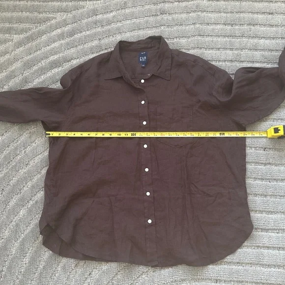 GAP - 100% Linen Brown Button Shirt - Lightweight Summer Casual - Size XL - Picture 11 of 16